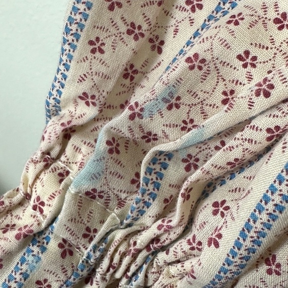 Vintage Oops Floral Print High Neck Peasant Blouse Ruffle Size Small 70s Cream - Picture 15 of 16